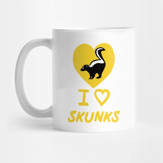 I Love Skunks for Skunk Lovers, Yellow by Mochi Merch